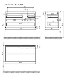 Подвесная тумба под раковину Sancos Marmi 2.0 MR2.0100RECH правая 99см дуб чарльстон